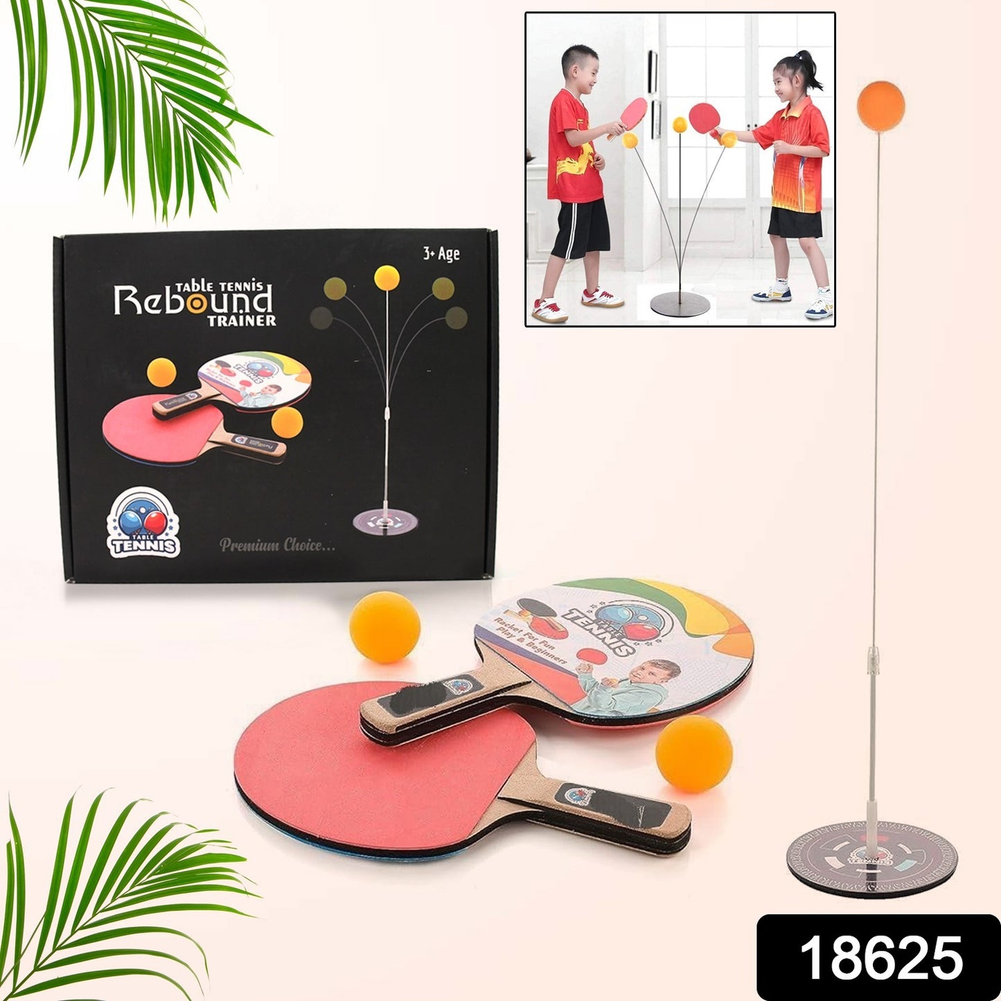 Wukusy Portable Wiff Waff Rebound Table Tennis Trainer Set with paddle and rebound net for practice and skill improvement
