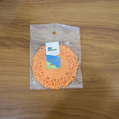 Wukusy heat-resistant decorative hot mat and cup coaster set with 10 cm diameter, two-piece design, ideal for protecting surfaces.
