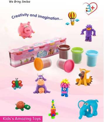 Wukusy 1915 Non-toxic Creative Dough Clay set with 5 colorful packs of 50 grams each, ideal for kids' arts and crafts activities.