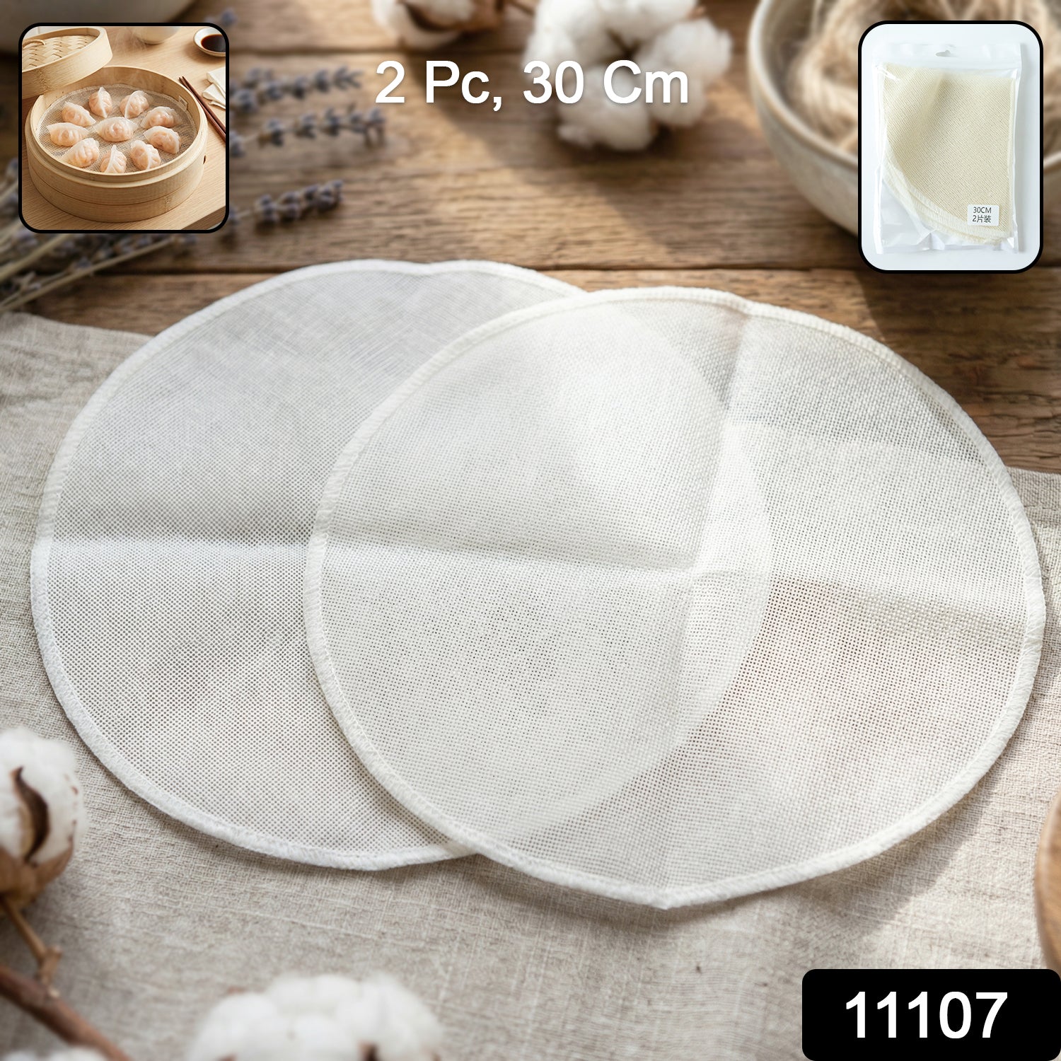 Wukusy reusable cotton steam cloth set with two 30cm cloths for cleaning and steaming surfaces.