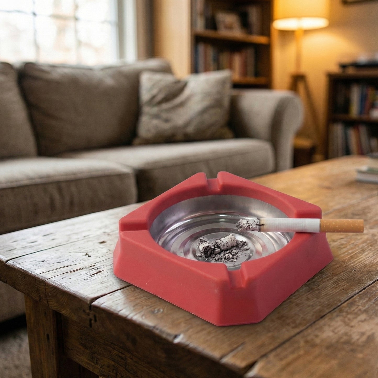 Wukusy heat-resistant ashtray with ceramic surface and sturdy design, suitable for indoor and outdoor use.