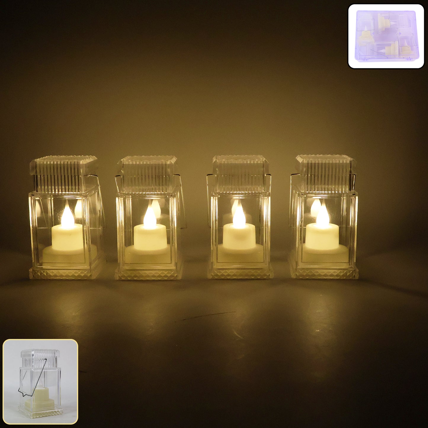Set of four Wukusy LED flameless lantern-style decorative candles for home decor, with warm flickering light and realistic design.