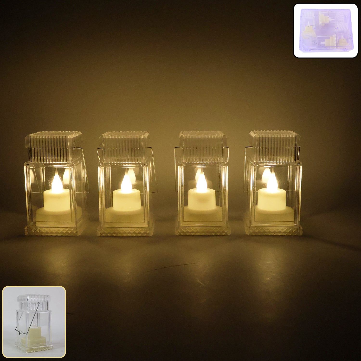 Set of four Wukusy LED flameless lantern-style decorative candles for home decor, with warm flickering light and realistic design.