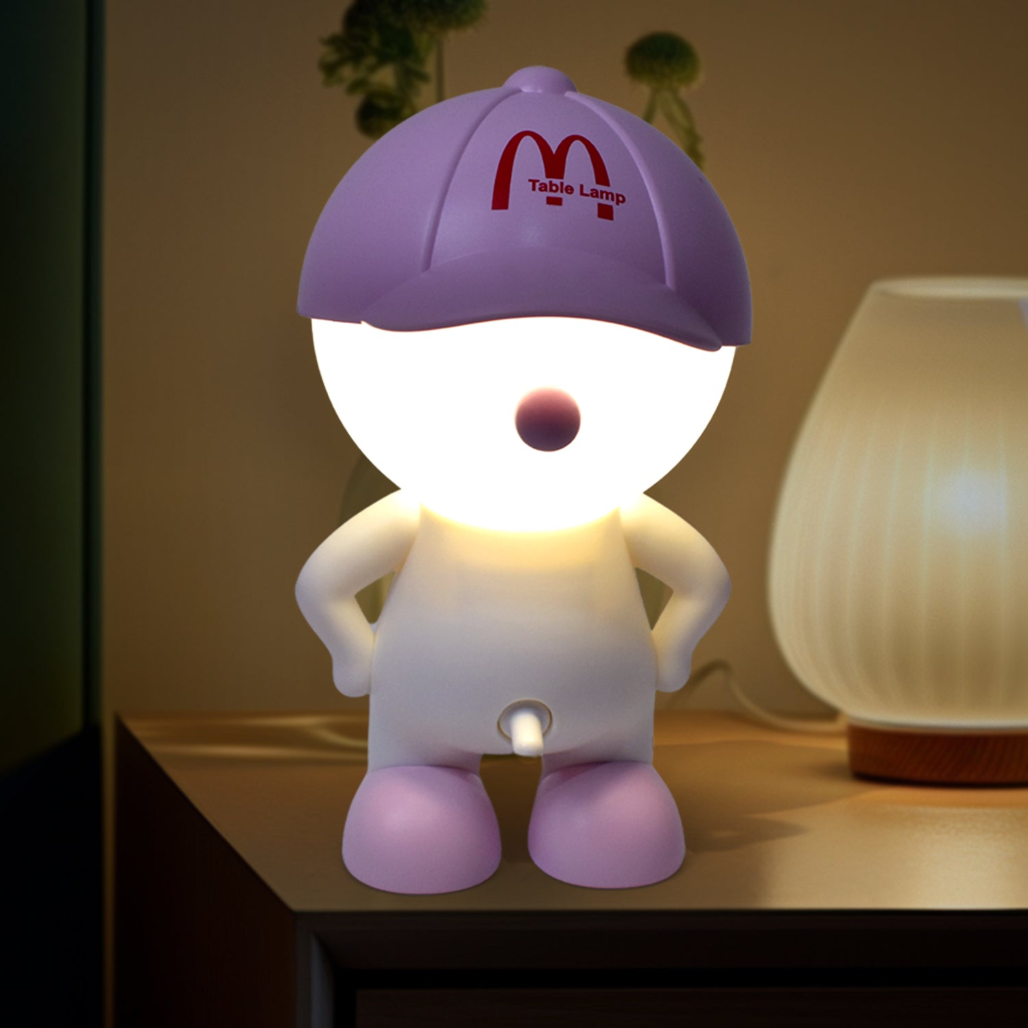 Wukusy cute cartoon design LED desk night light with plastic head cap, ideal for home decor and lighting.