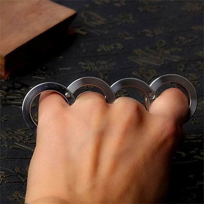 Portable Wukusy 4-finger rotating folding travel ring set, compact and unique jewelry piece for on-the-go style.