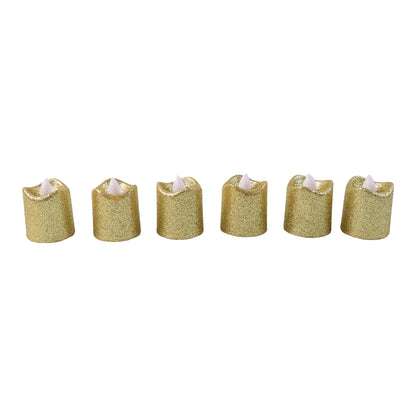Set of 24 Wukusy Christmas premium glitter LED tealight candles, flameless decorative lights for festive home decor.