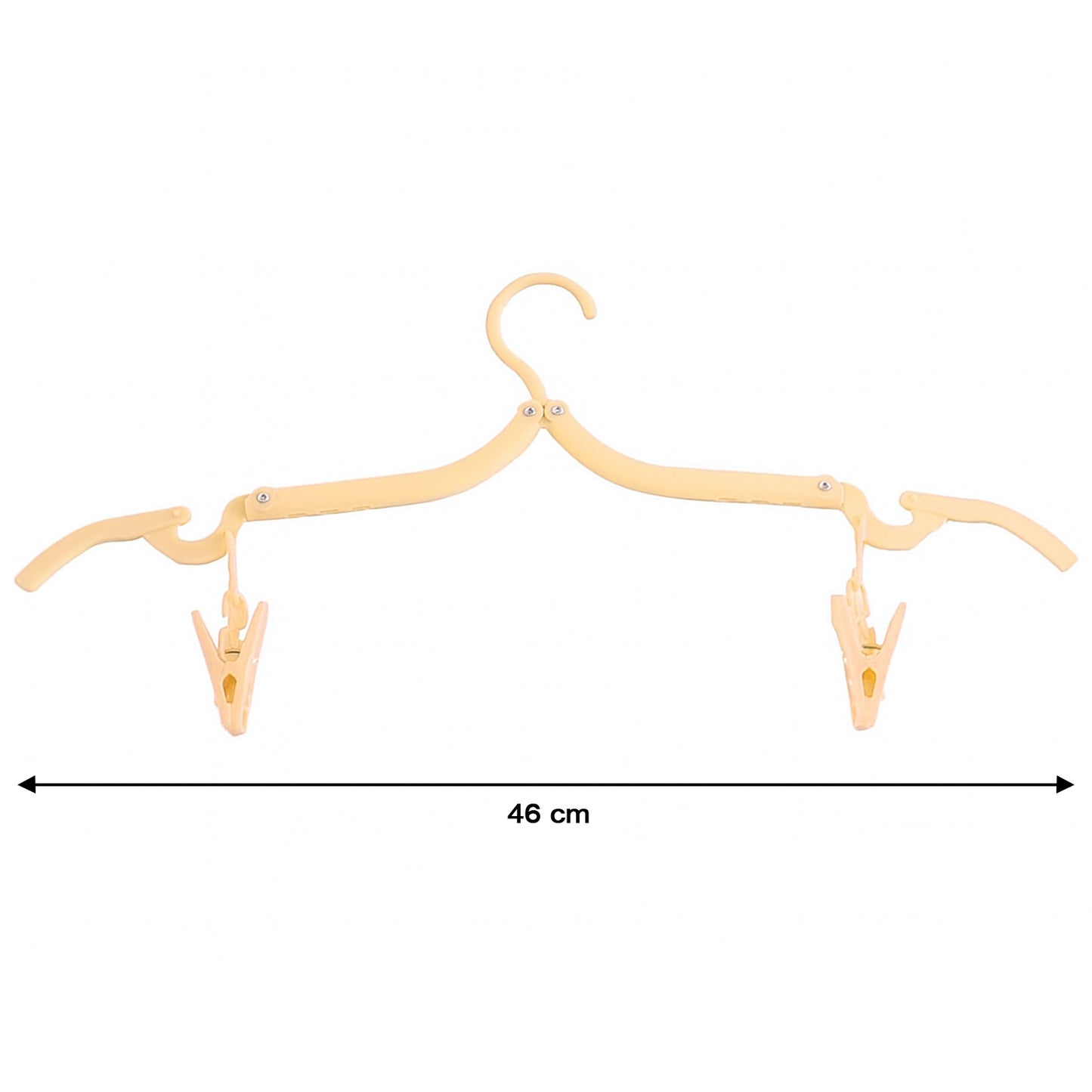 Wukusy folding clothes hanger with clips, adjustable home improvement hanger for drying or organizing garments and fabrics.