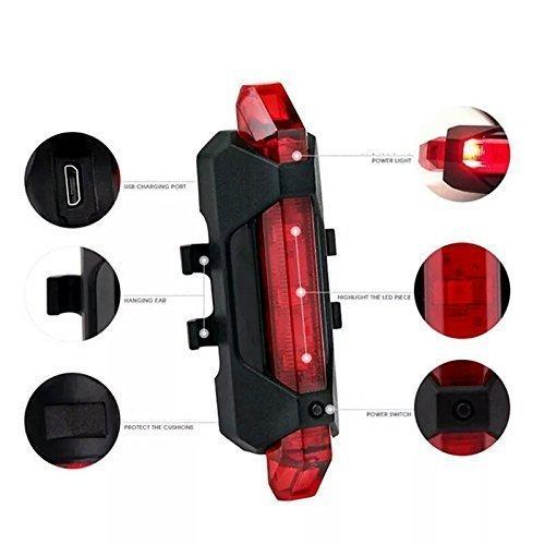 Wukusy 1561 rechargeable waterproof bicycle front LED light in red, mounted on bike for visibility during night riding