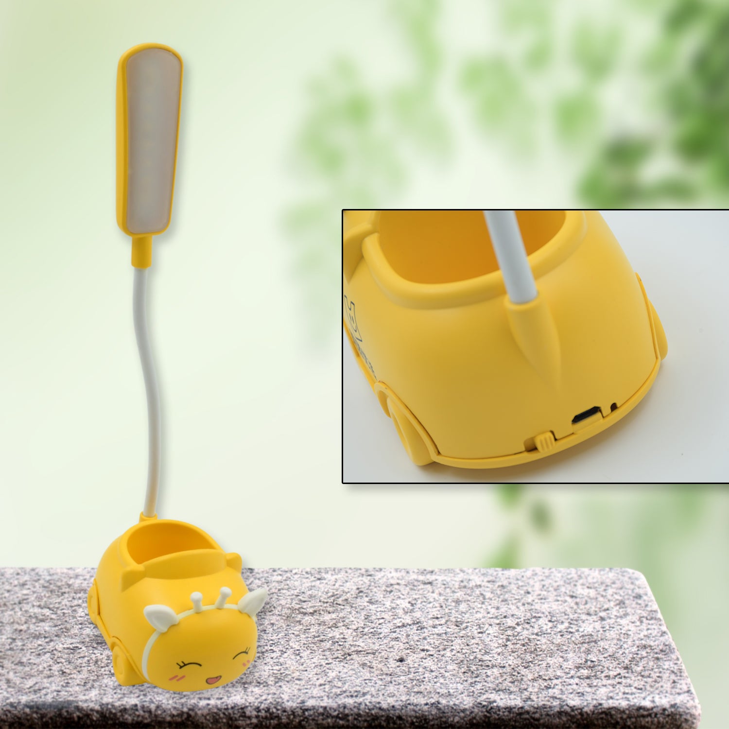 Wukusy LED reading desk lamp with 360° adjustable arm, foldable design, USB charging, ideal for home or office use.