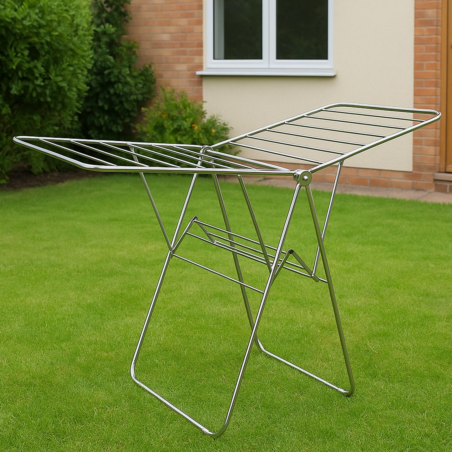 Wukusy Supermom premium stainless steel foldable cloth drying stand for home laundry, sturdy and space-saving design.