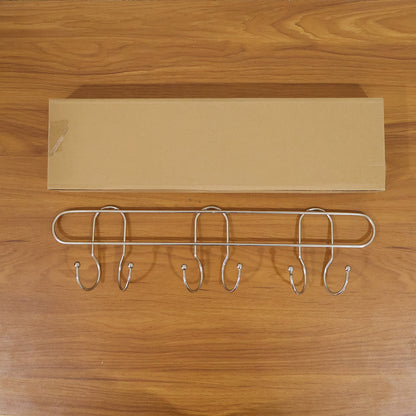 Wall-mounted metal multi-hook rack by Wukusy, featuring several sturdy hooks for organizing keys, coats, or accessories.