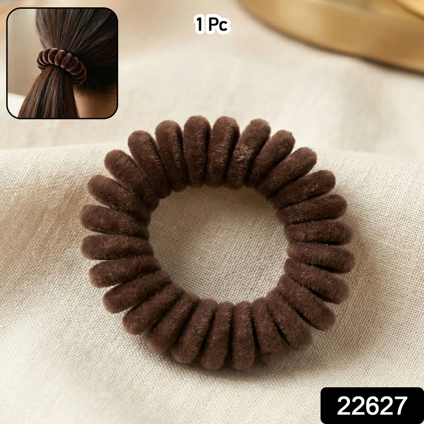 Wukusy soft stretchable telephone wire style hair band set with a single black elastic hair tie on a plain background.