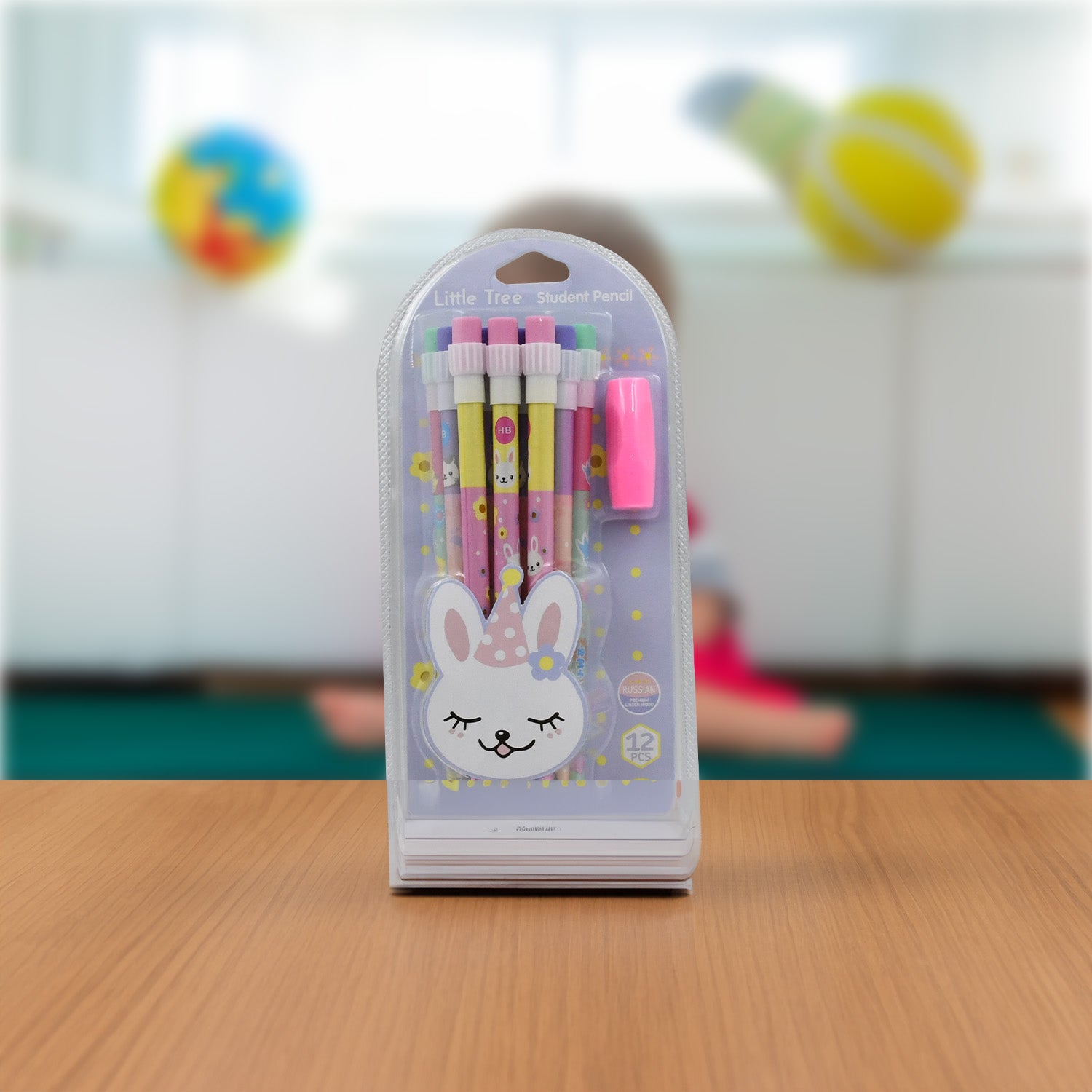 Wukusy 14-piece cute rabbit and bear drawing graphite pencil set with sharpener, eraser, and fun stationery for kids and girls