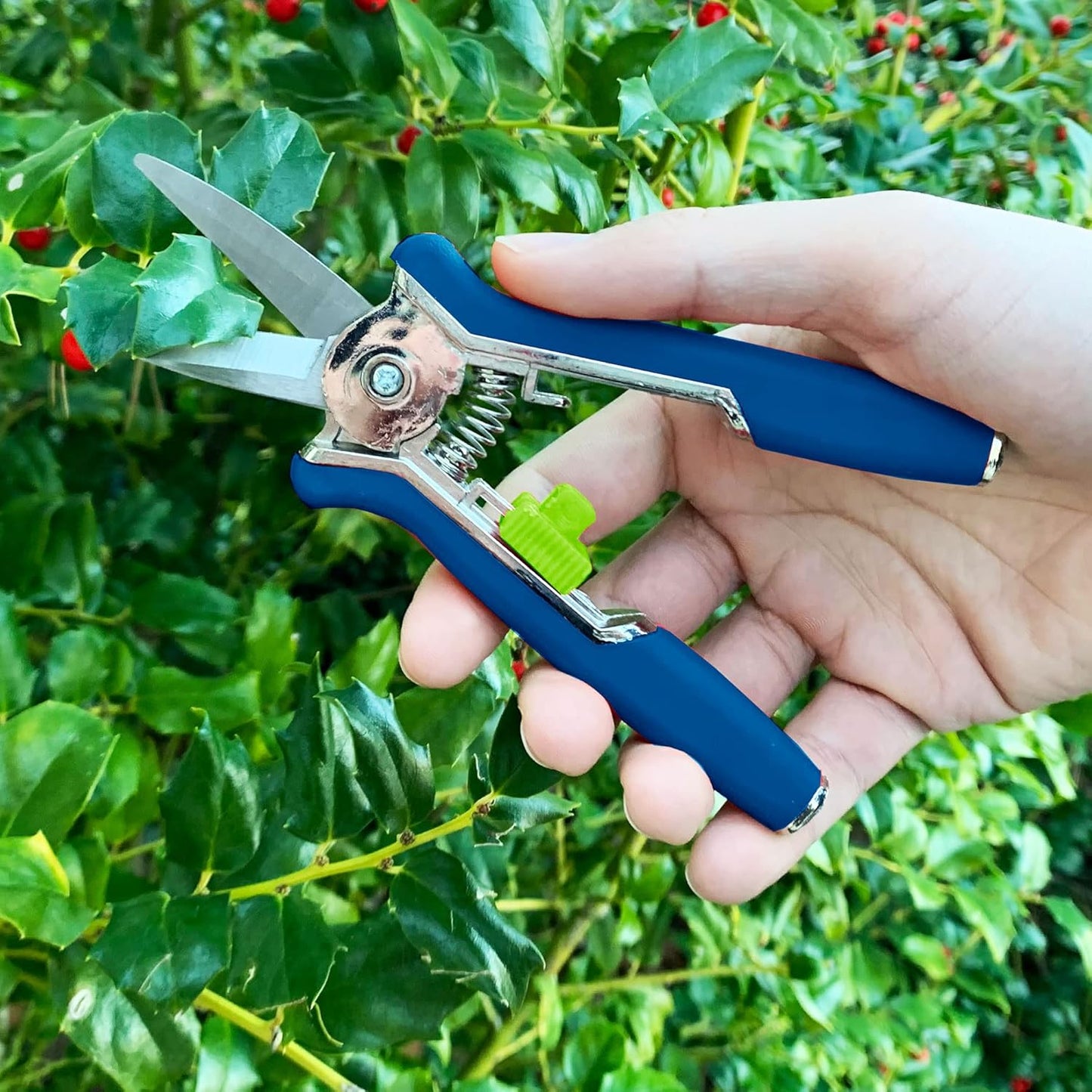 Wukusy Precision Micro Garden Snip pruning scissors with sharp blades and ergonomic handle for detailed garden trimming.