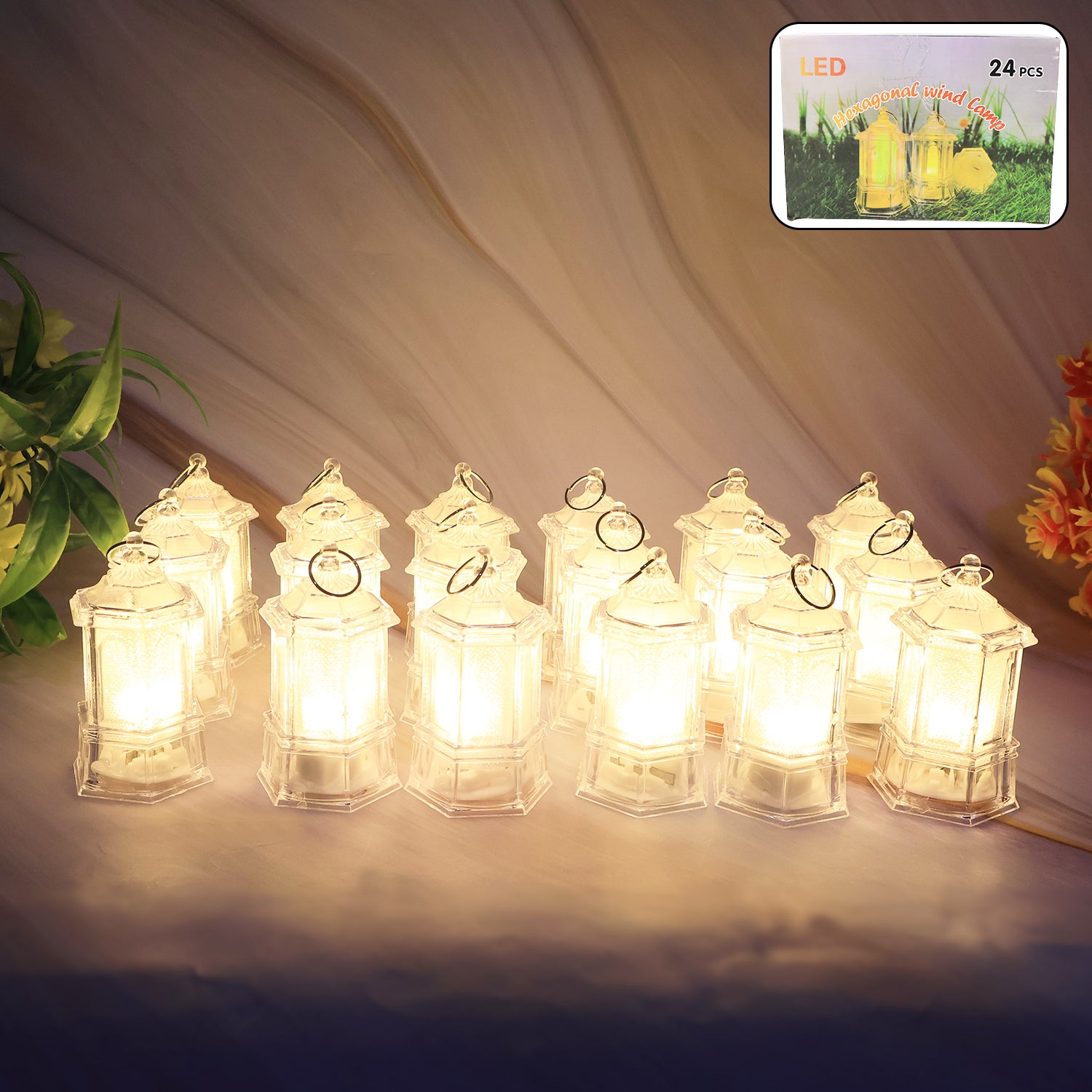 Set of 24 Wukusy LED decorative lantern lights with candles, ideal for home decor and ambient lighting.