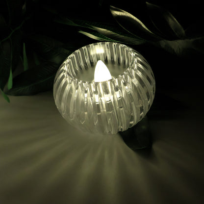 Set of six Wukusy crystal design LED flameless tealight candles for home decor, featuring realistic flickering flame effects.