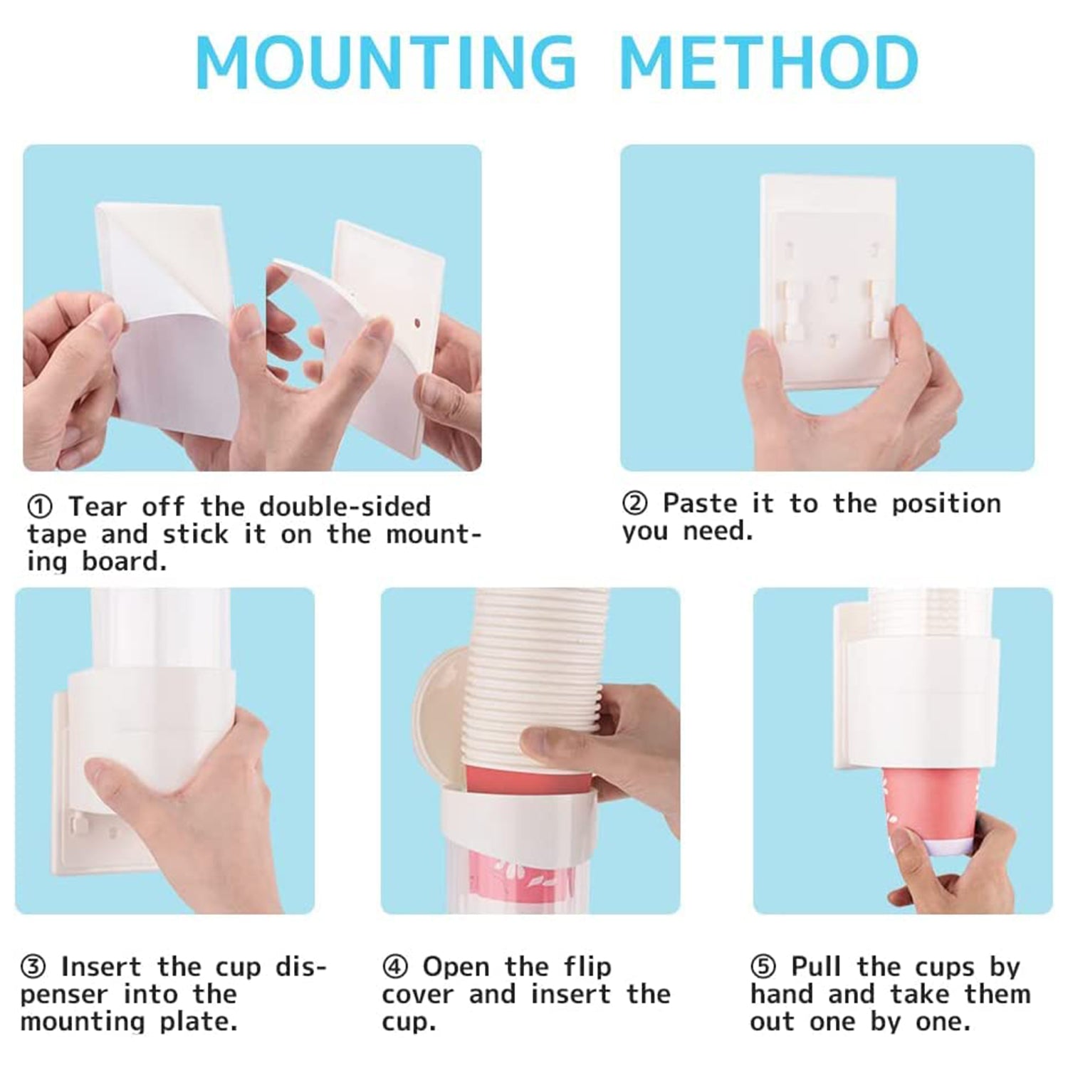 Wukusy automatic paper cup dispenser holder for home and kitchen use, showing the sleek dispenser with cups ready for use.
