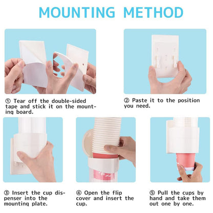 Wukusy automatic paper cup dispenser holder for home and kitchen use, showing the sleek dispenser with cups ready for use.