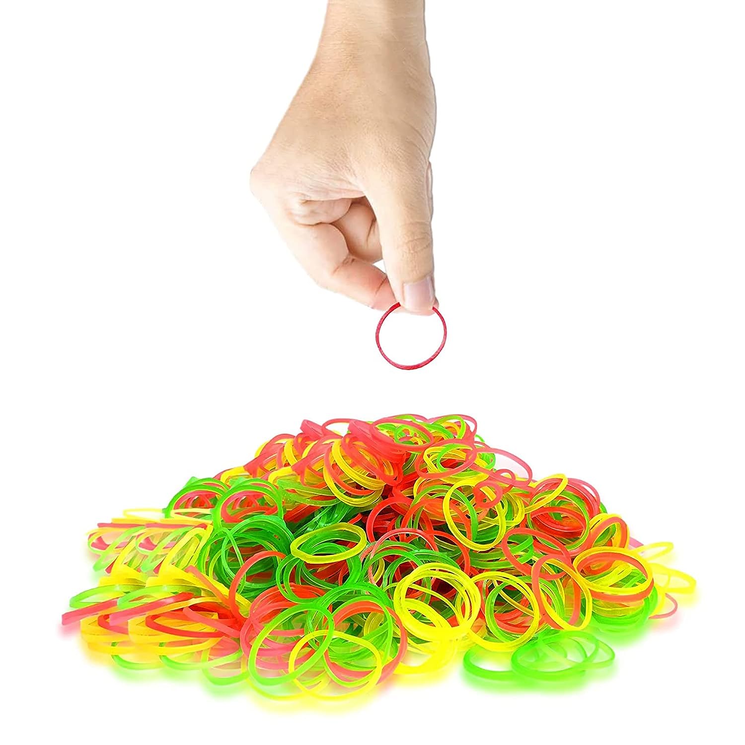 Multicolored elastic rubber bands from Wukusy, reusable and flexible for office, kitchen, stationery, and school accessories.