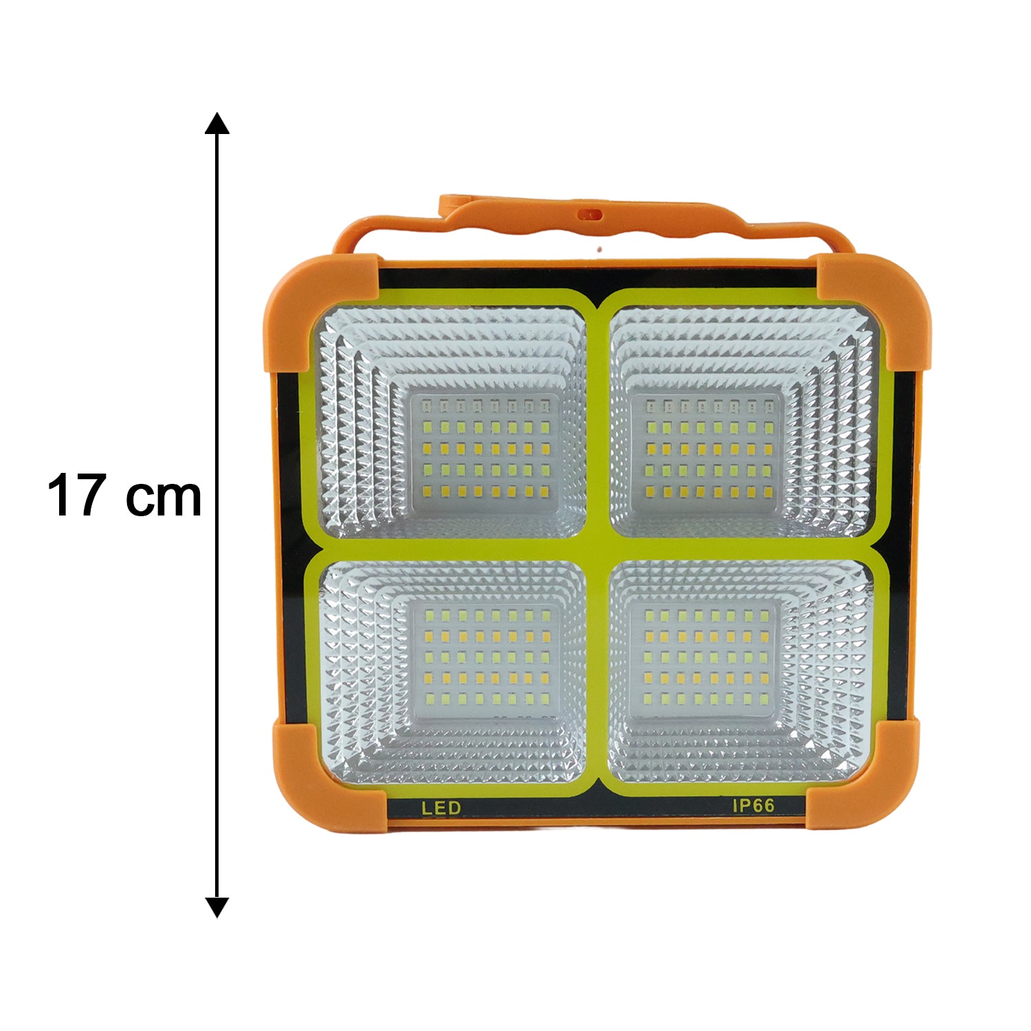 Wukusy high power solar LED flood light with 12000mAh battery, mounted outdoors, illuminating a large area at night
