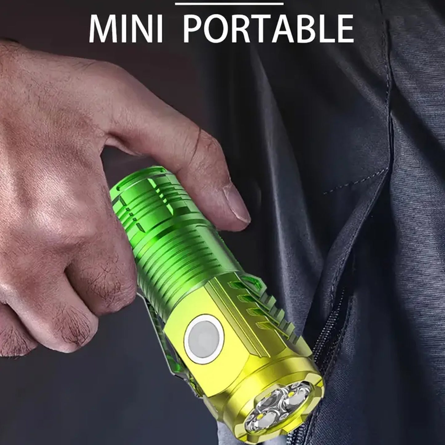 Wukusy USB chargeable mini 3 LED flashlight torch light showing compact design with three LED bulbs for portable illumination