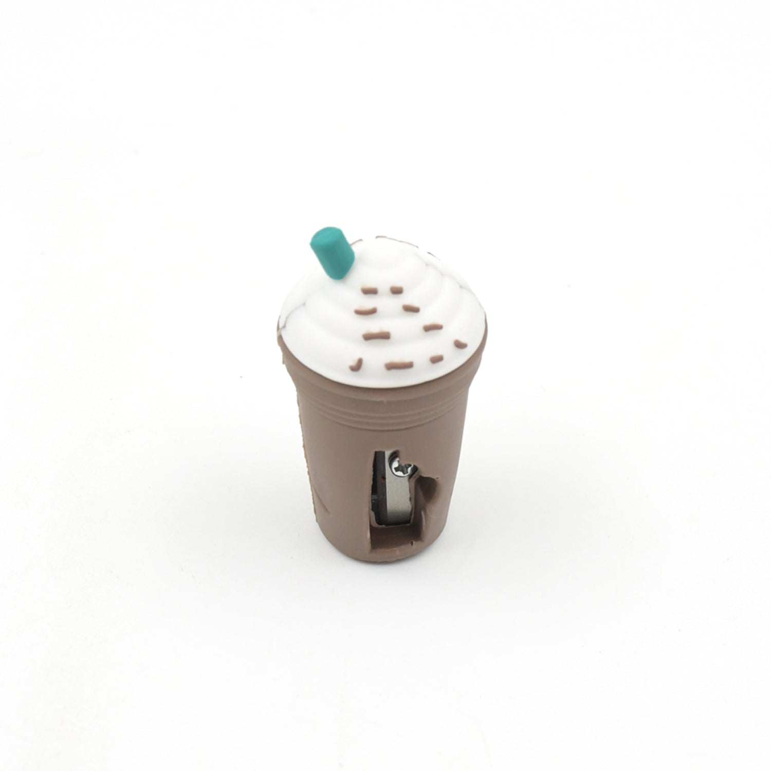 Wukusy 2-in-1 3D cute coffee and ice cream shape manual pencil sharpener for kids, colorful and fun stationery for school or gifts