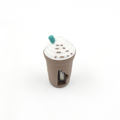 Wukusy 2-in-1 3D cute coffee and ice cream shape manual pencil sharpener for kids, colorful and fun stationery for school or gifts