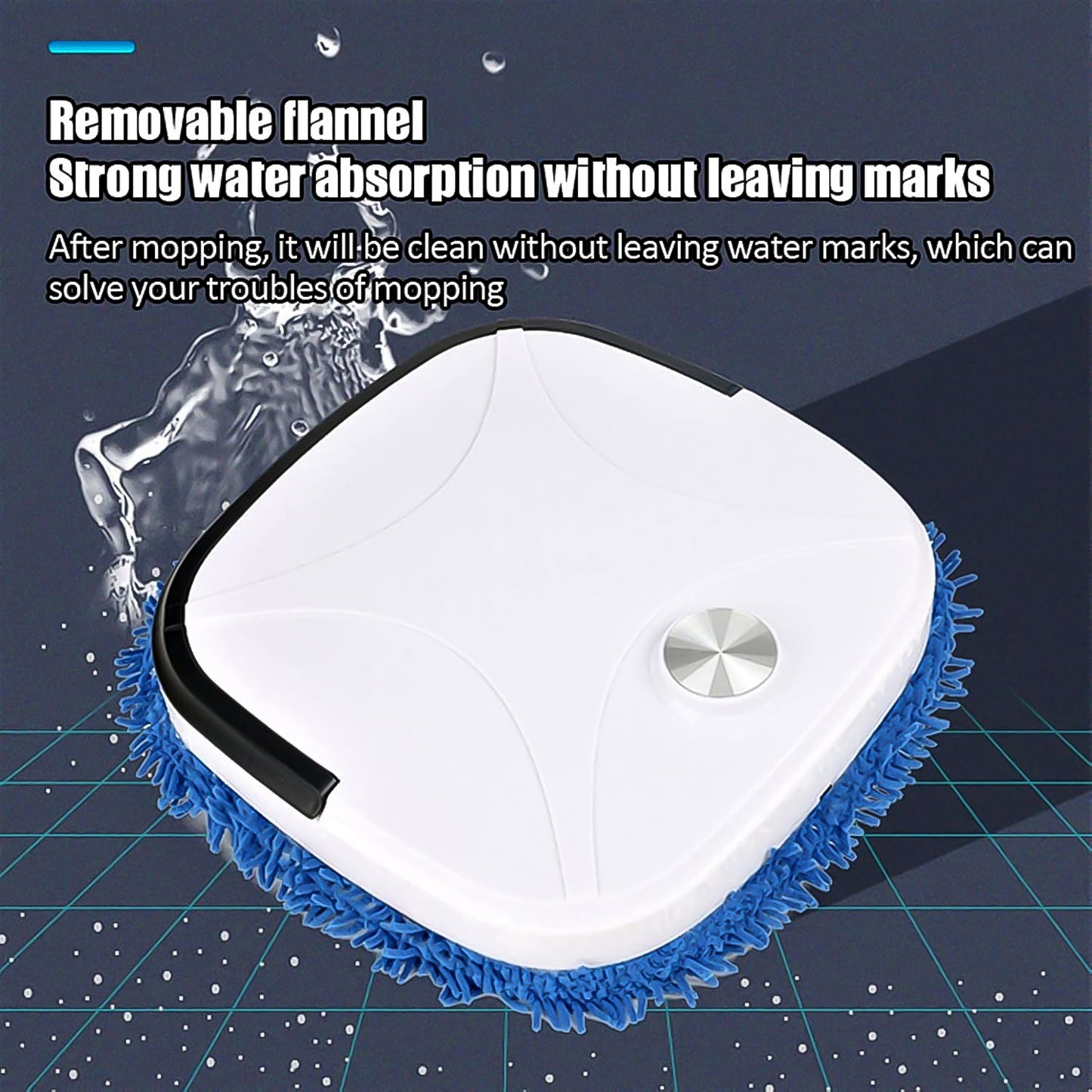 Wukusy automatic smart floor cleaning robot on a tiled floor, showcasing its compact design and cleaning brushes.