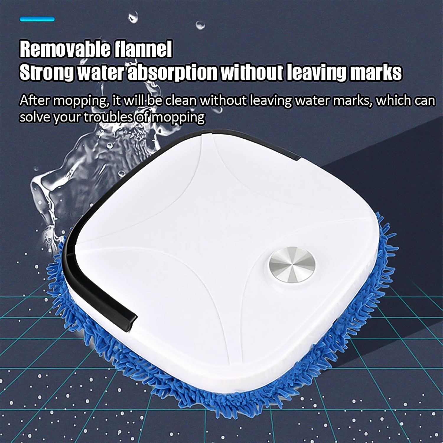 Wukusy automatic smart floor cleaning robot on a tiled floor, showcasing its compact design and cleaning brushes.
