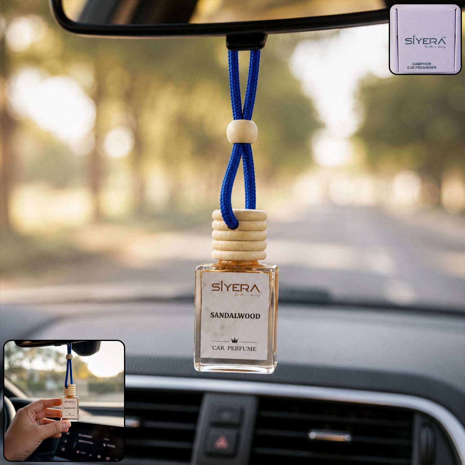 Wukusy sandalwood car perfume hanging air freshener with wooden cap, natural wooden design, and compact size for vehicle scenting