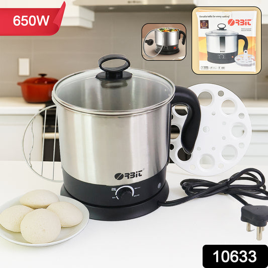 Wukusy Orbit Electric Idli Cooker and Steamer with 650W power, featuring multiple steaming trays for traditional South Indian idlis.