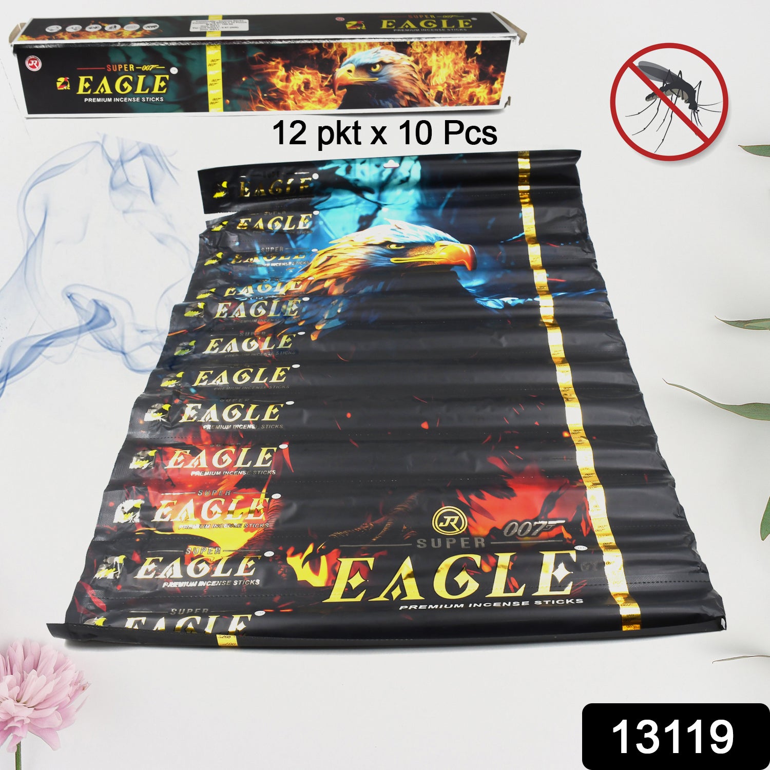 Box of Wukusy mosquito incense sticks with 12 packets, featuring 120 mosquito repellent agarbatti sticks for pest control.