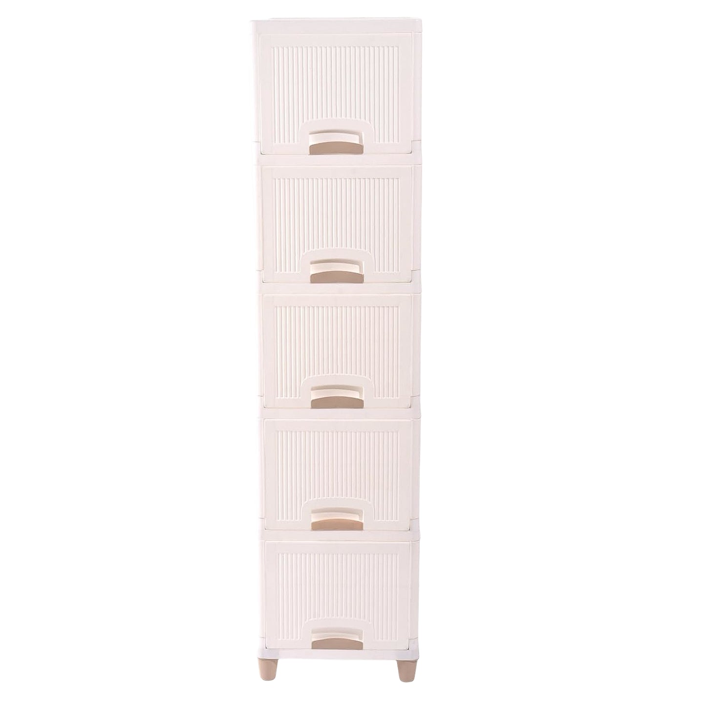 Wukusy 5-layer plastic storage drawer cabinet with multiple compartments, ideal for home and office organization.