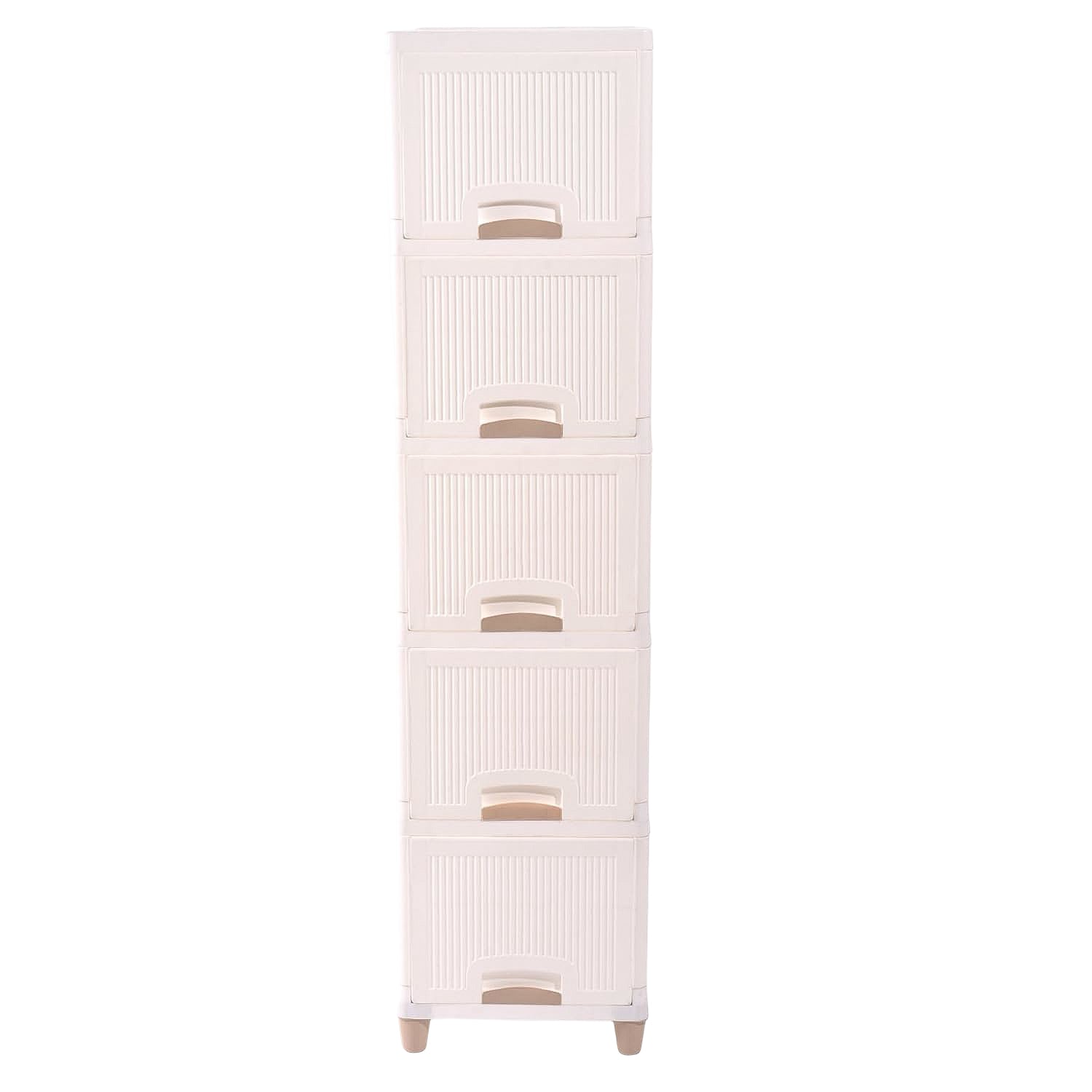 Wukusy 5-layer plastic storage drawer cabinet with multiple compartments, ideal for home and office organization.