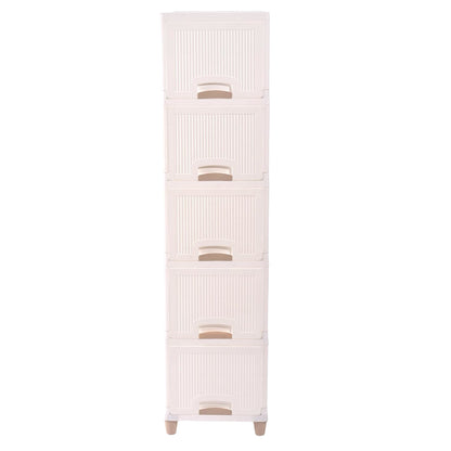 Wukusy 5-layer plastic storage drawer cabinet with multiple compartments, ideal for home and office organization.