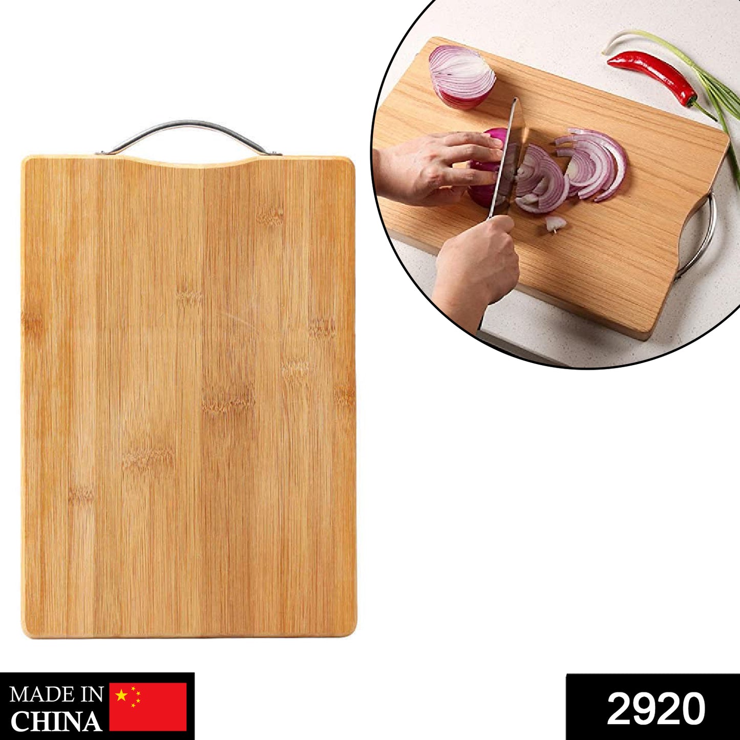 Wukusy wooden chopping and cutting board with anti-skid mat for safe food preparation in home and kitchen settings.