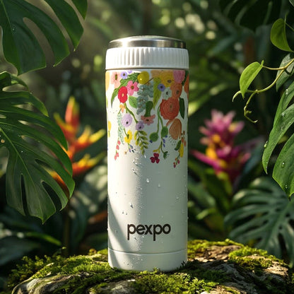 Wukusy Pexpo Crypto Art stainless steel water bottle, 500ml, with hot and cold vacuum insulation, featuring vibrant crypto-themed design.