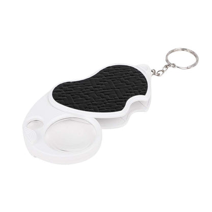 Wukusy double-magnification LED office magnifier with built-in light, showing a large clear lens and ergonomic handle.