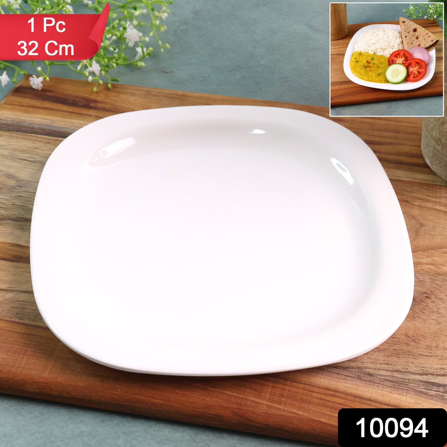 Wukusy premium square dinner plate, 32 cm, made of durable ceramic, with a smooth white finish for elegant home dining.