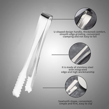 Wukusy stainless steel ice cube and sugar cube serving tongs, 13 cm, for home and kitchen use, with a sleek, polished finish.