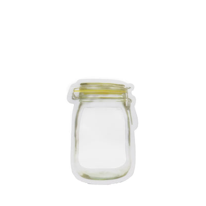 Wukusy 150ml reusable airtight plastic mason jar with zipper for food storage, ideal for kitchen organization and freshness.