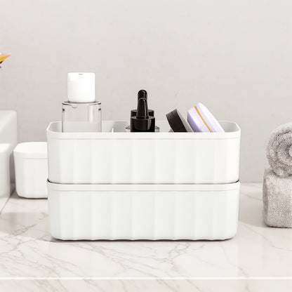 Wukusy 4-pack sock and underwear storage boxes with 5 compartments for organizing socks, handkerchiefs, and small clothing items.
