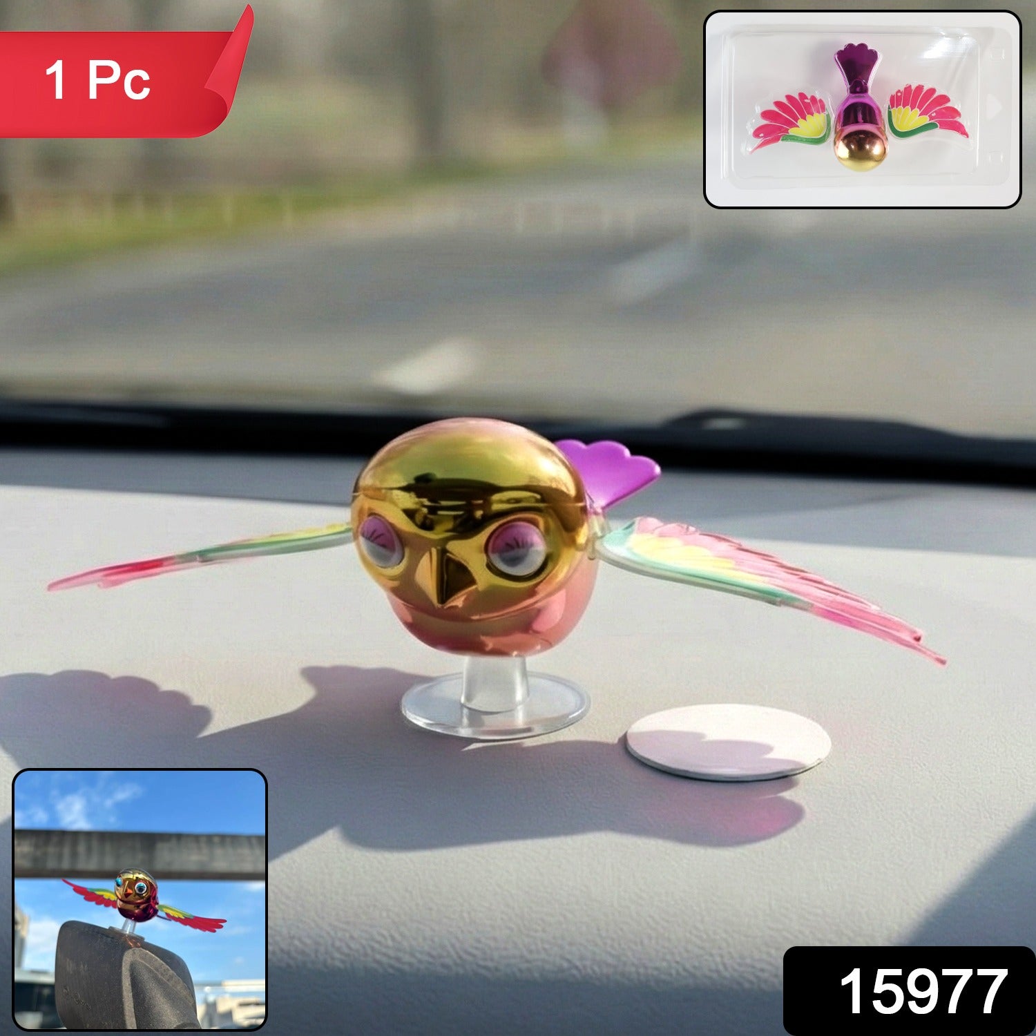 Wukusy wind flying bird dashboard decoration, a sleek metal bird ornament for car dashboard display.