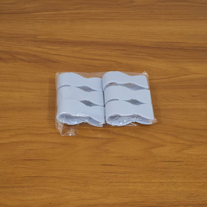 Set of six Wukusy multipurpose towel holder clips, metal and plastic, for kitchen or bathroom organization.