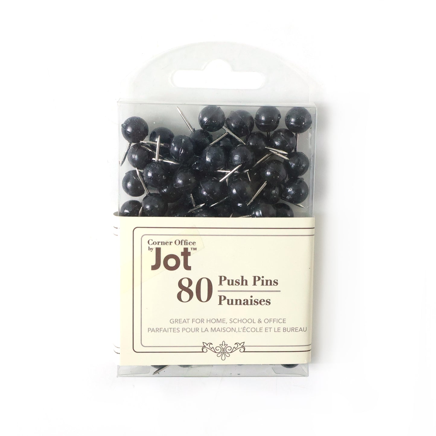 Set of 80 round head push pins by Wukusy, showing metal pins with colorful plastic heads on a white background.