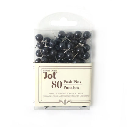 Set of 80 round head push pins by Wukusy, showing metal pins with colorful plastic heads on a white background.