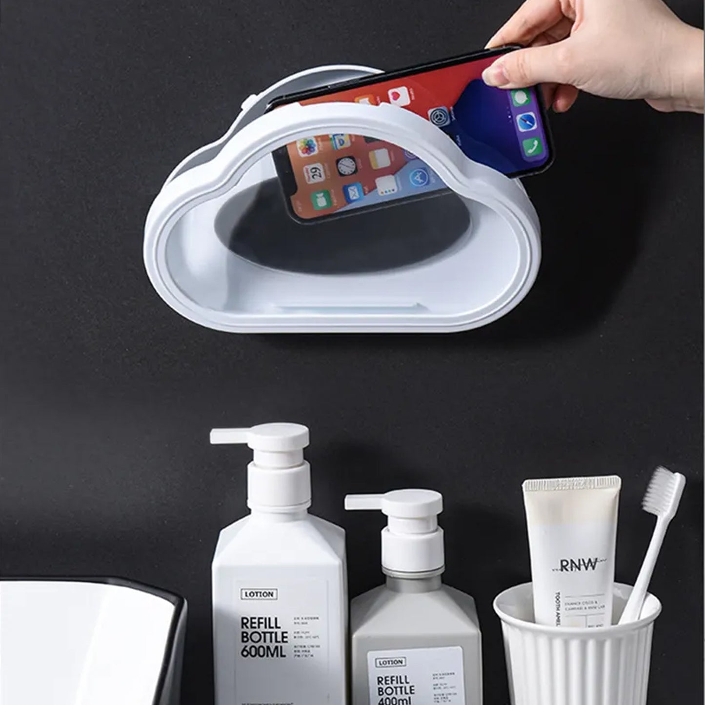 Wukusy waterproof smartphone stand case in bright orange, designed to protect and hold your phone securely.