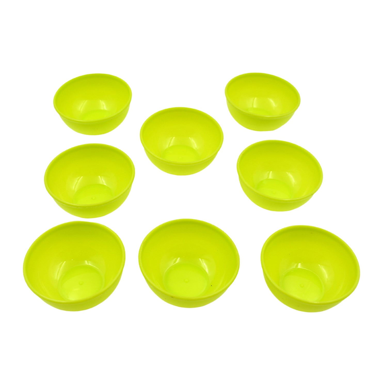 Set of 8 Wukusy small round plastic bowls, microwave-safe, reusable, lightweight chutney and snack bowls for home kitchen use.