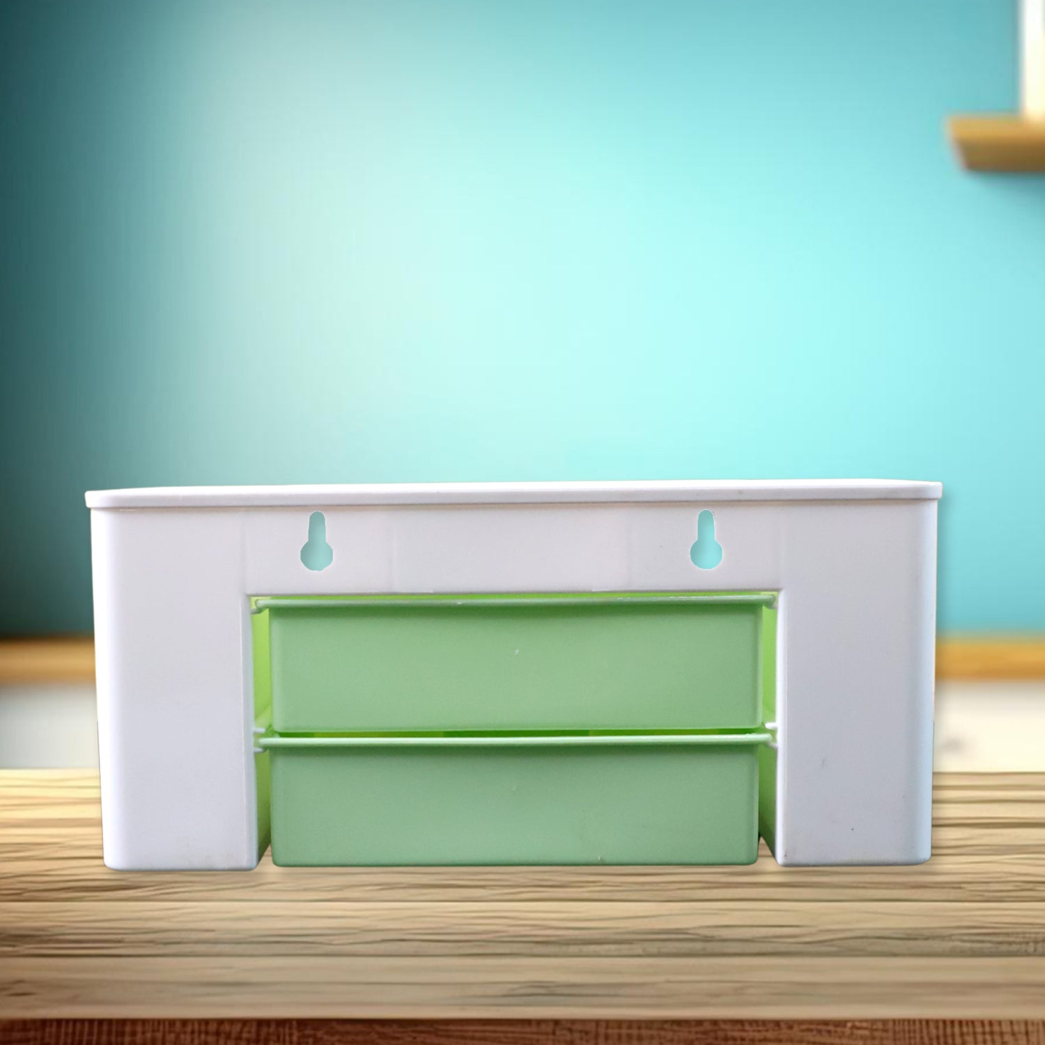 Wukusy 2-layer desktop storage organizer for home and office, with compartments for organizing stationery and small items.