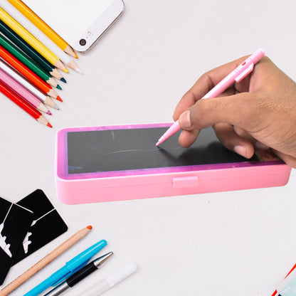Wukusy LED drawing pen case for home improvement, transparent plastic storage with compartments for pens and small tools.